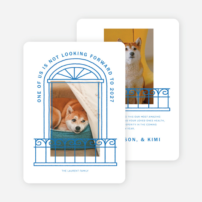 Pet Porch New Year Cards and Invitations - Blue