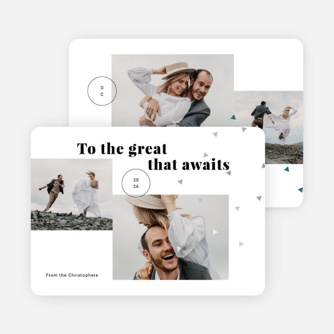 Triangle Confetti Christmas Cards - Gray