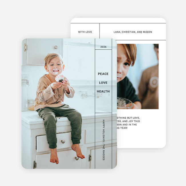 Banded Peace, Love, & Health Holiday Cards and Invitations - Black