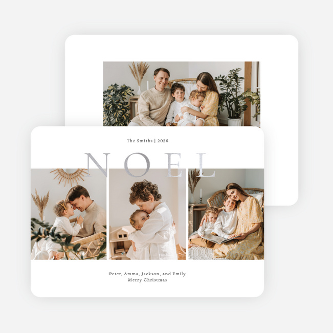 Foil Timeless Noel Multi Photo Holiday Cards - Gray