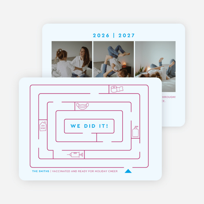Icon Maze Holiday Cards and Invitations - Blue