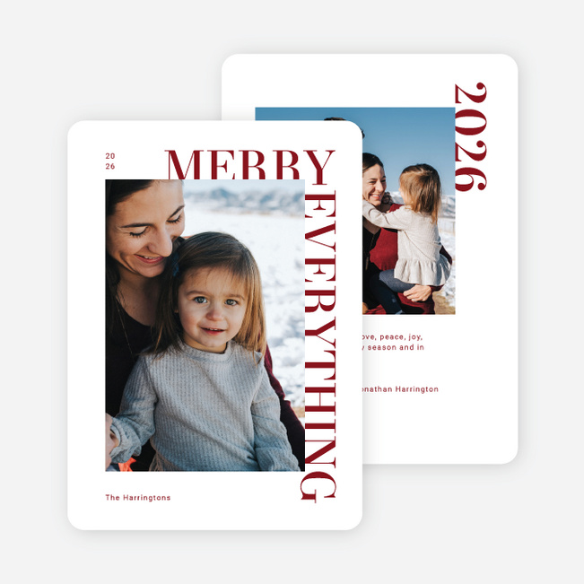 Merry & Modern Holiday Cards and Invitations - Red