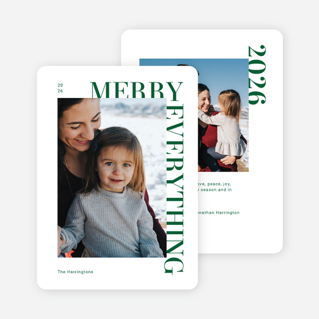 Merry & Modern Holiday Cards and Invitations - Green
