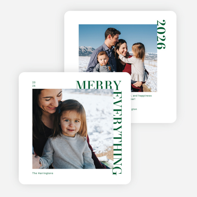 Merry & Modern Holiday Cards and Invitations - Green