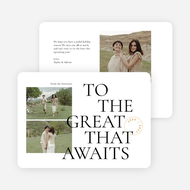 New Year Waiting Holiday Cards and Invitations - White