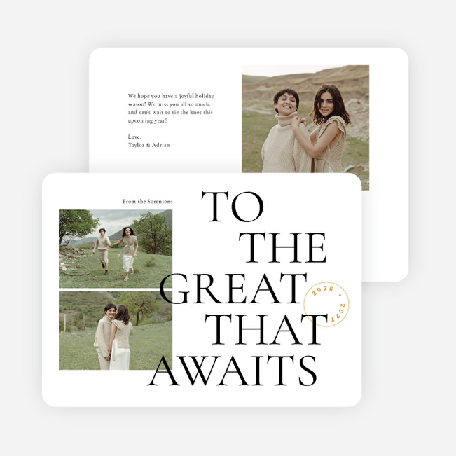 New Year Waiting Holiday Cards and Invitations - White