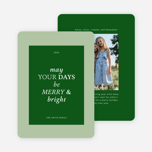 Stylish Type Christmas Photo Cards & Holiday Photo Cards - Green
