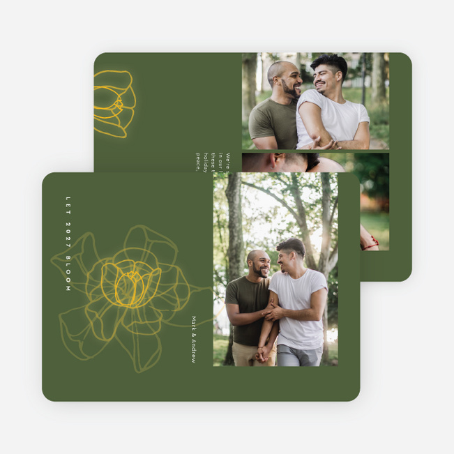 Bloom in Motion New Year Cards and Invitations - Green