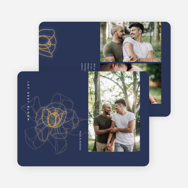 Bloom in Motion New Year Cards and Invitations - Blue