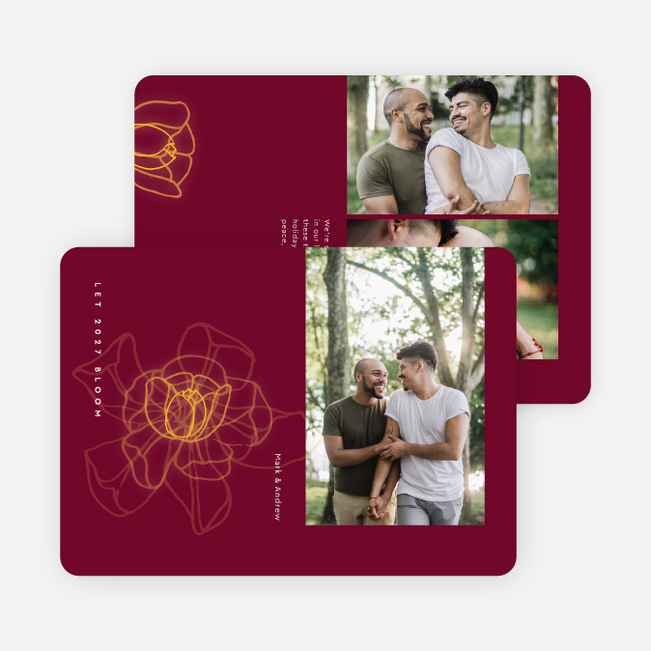 Bloom in Motion New Year Cards and Invitations - Red