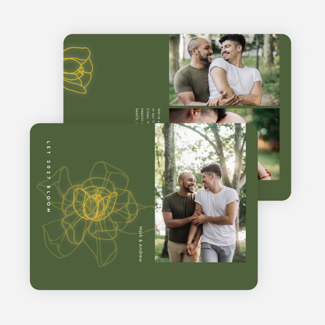 Bloom in Motion New Year Cards and Invitations - Green