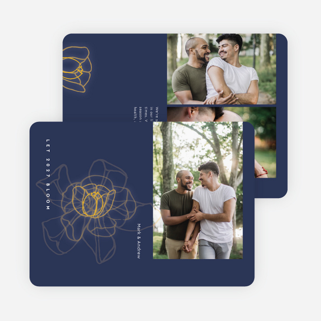 Bloom in Motion New Year Cards and Invitations - Blue