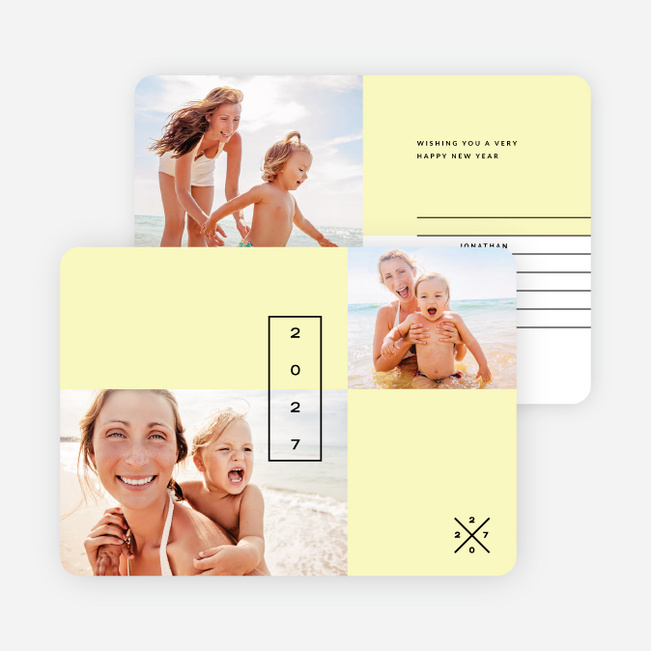 Clean Lines New Year Cards - Yellow