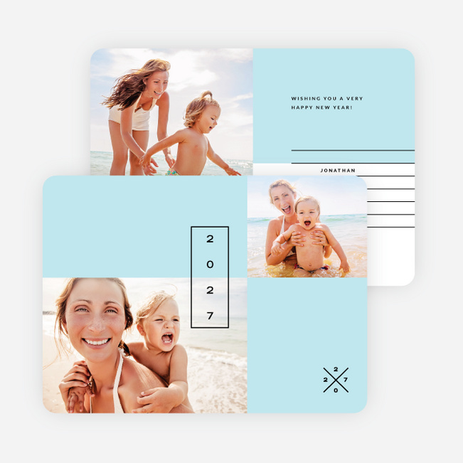 Clean Lines New Year Cards - Blue