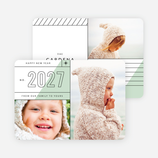 Diagonal Lines New Year Cards - Green