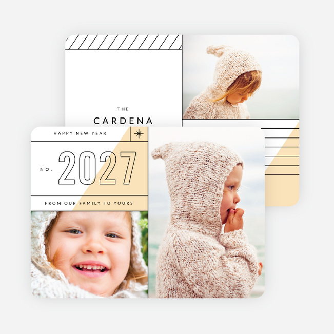 Diagonal Lines New Year Cards - Orange