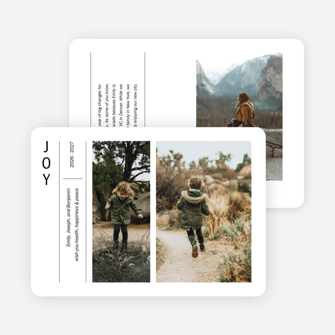 Elevated Type Multi Photo Holiday Cards - White