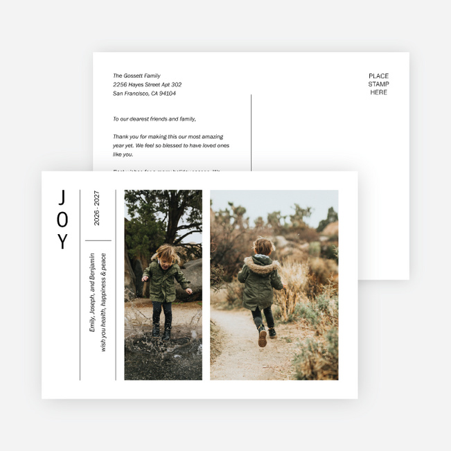 Elevated Type Multi Photo Holiday Cards - White