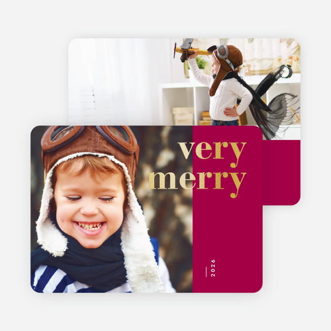 Foil Wishes Christmas Cards - Red