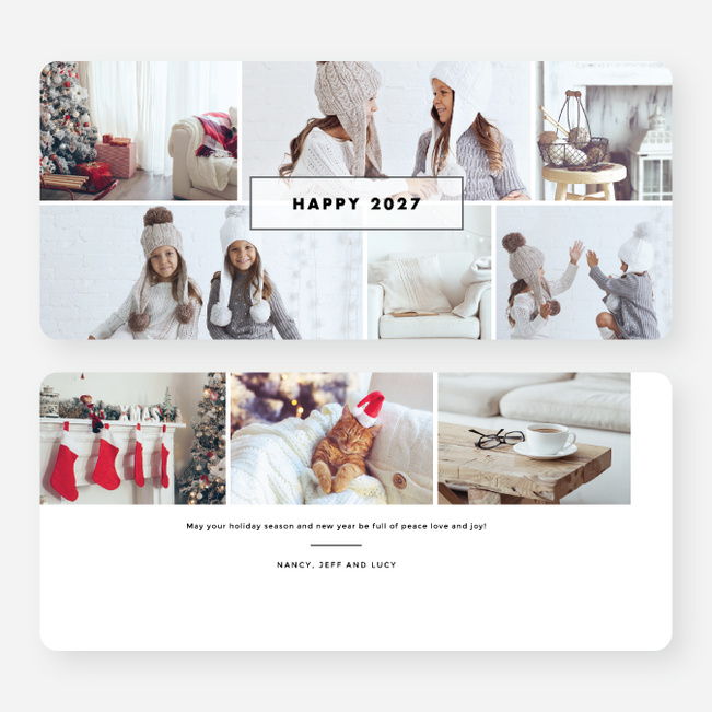 Photo Border New Year Cards - White