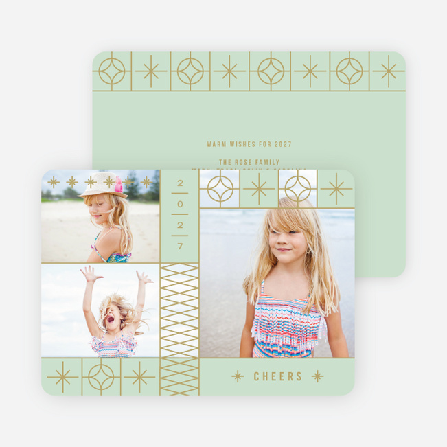 Photo Stars New Year Cards - Green