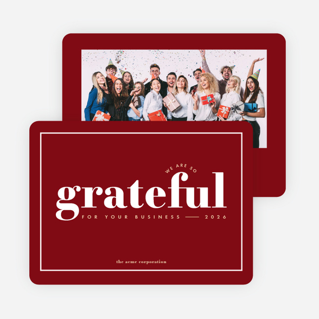 So Grateful Business Holiday Cards - Red