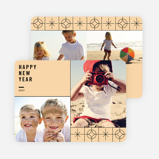 Stars Motif New Year Cards - Orange