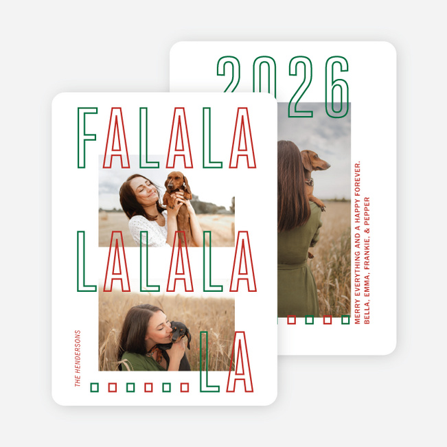 Falalala Outline Christmas Cards - Multi