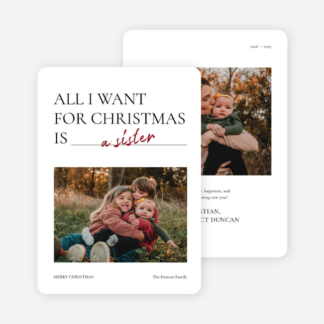 Fill in the Blank Personalized Christmas Cards - Black