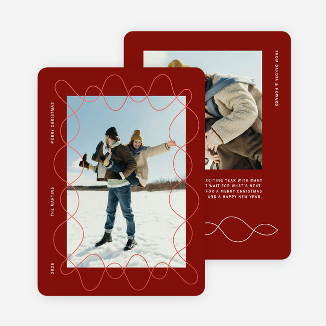 Foil Dancing Frame Christmas Cards - Red