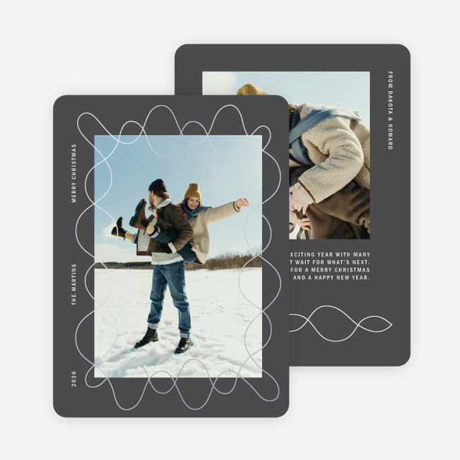 Foil Dancing Frame Christmas Cards - Gray