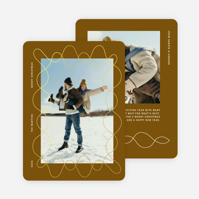 Foil Dancing Frame Christmas Cards - Yellow