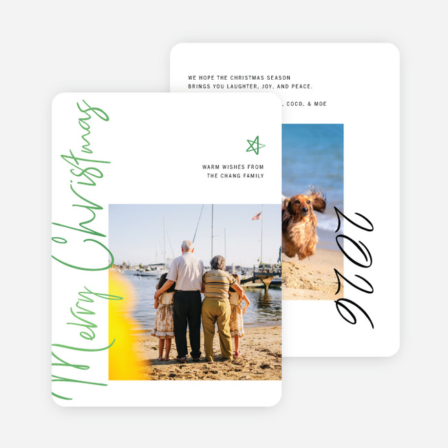 Foil Signature Saying Christmas Cards - Green