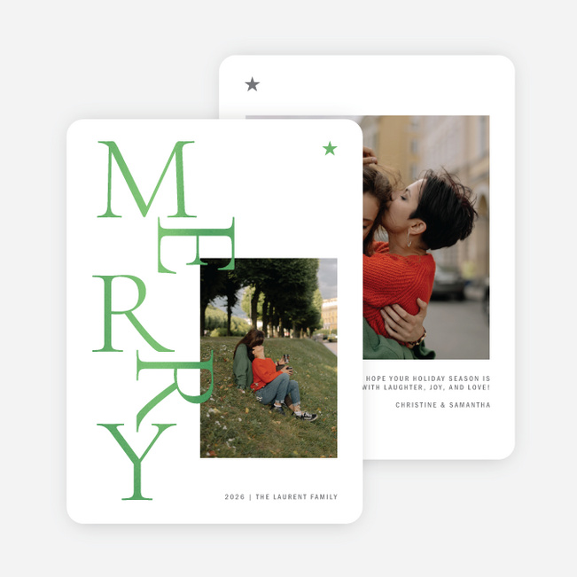 Foil Stylish Merry Christmas Cards - Green