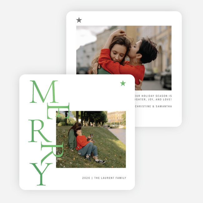 Foil Stylish Merry Christmas Cards - Green
