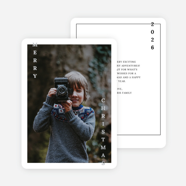 Foil Tall Greeting Christmas Cards - Gray