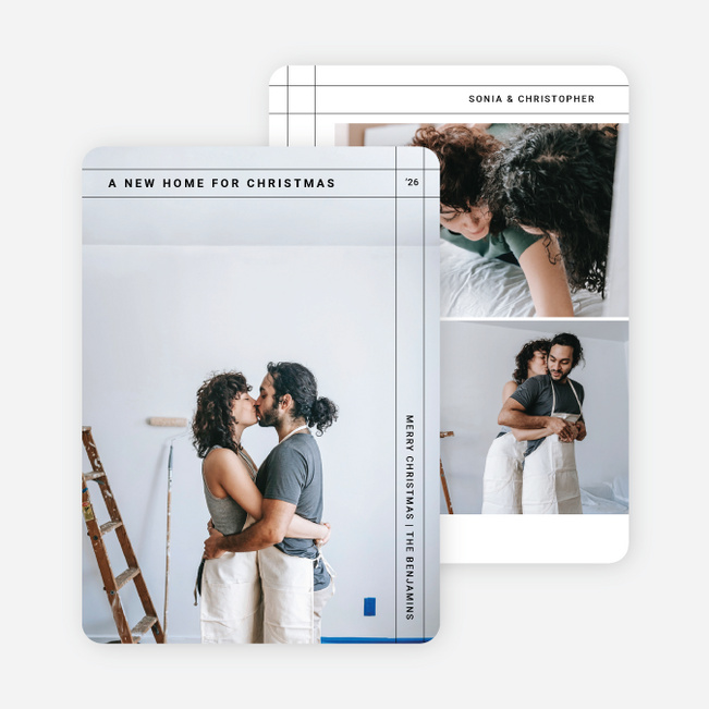 Geometric Blessings Personalized Christmas Cards - Black