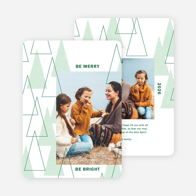 Geometric Forest Christmas Cards - Green