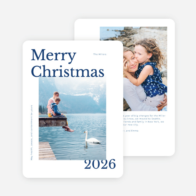 Happiness Aligned Christmas Cards - Blue