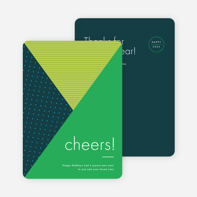 Intersecting Patterns Corporate New Year Cards - Green