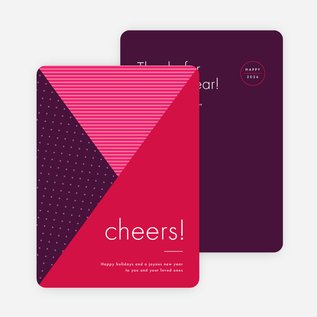 Intersecting Patterns Corporate New Year Cards - Red