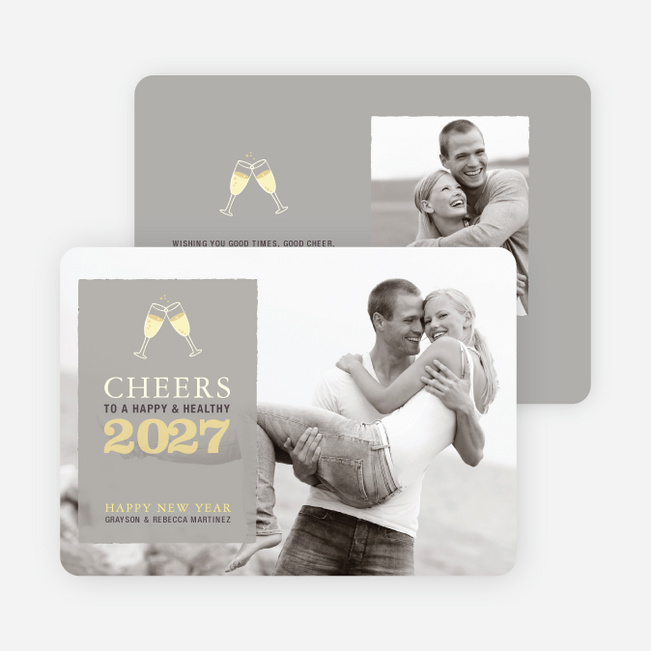 Cheers New Year’s Photo Cards - Silver