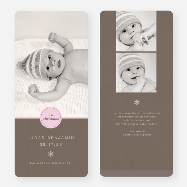 Circle Seal Holiday Birth Announcements - Pink