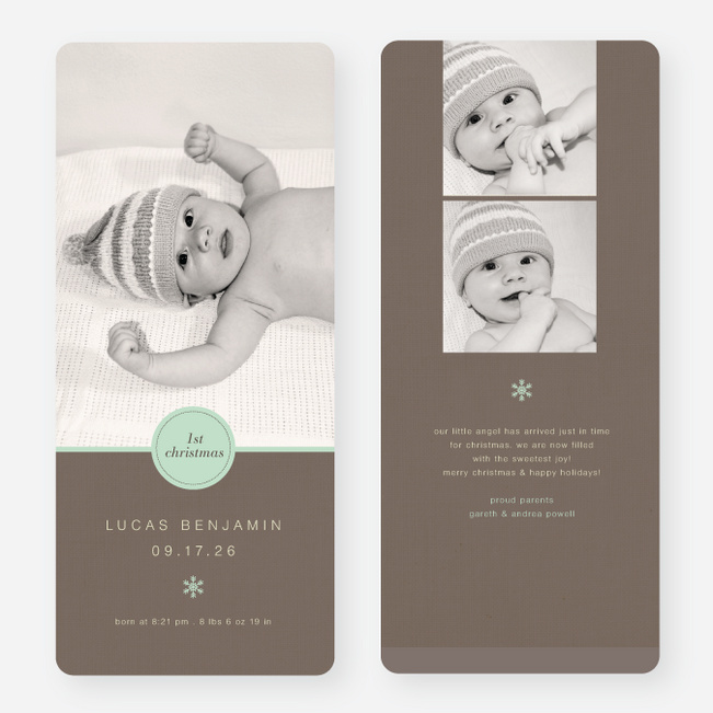 Circle Seal Holiday Birth Announcements - Green