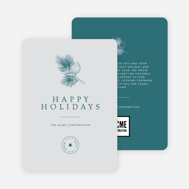 Festive Sprig Corporate Holiday Cards & Corporate Christmas Cards - Blue