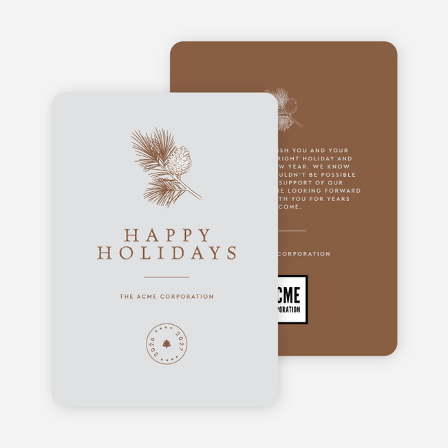 Festive Sprig Corporate Holiday Cards & Corporate Christmas Cards - Brown