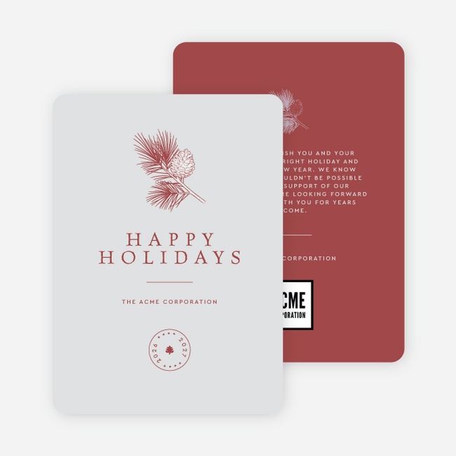 Festive Sprig Corporate Holiday Cards & Corporate Christmas Cards - Red