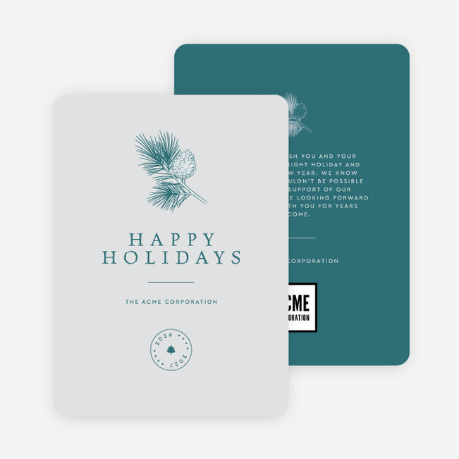 Festive Sprig Corporate Holiday Cards & Corporate Christmas Cards - Blue