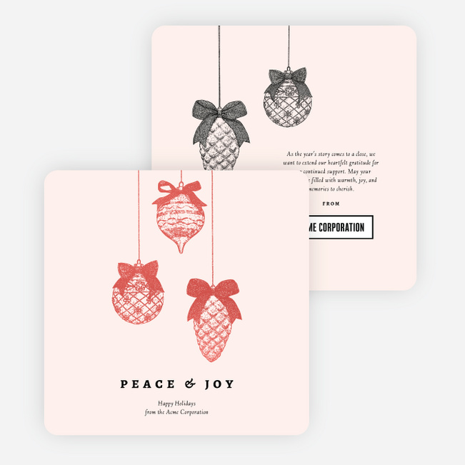Foil Bow & Bauble Corporate Holiday Cards & Corporate Christmas Cards - Red