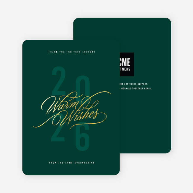 Foil Warm Wishes Business Holiday Cards - Green